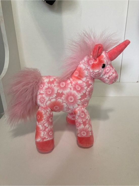 Toys "R" Us Other - Toys R Us Unicorn Pink Flower Floral Embossed 2012 Plush Stuffed Animal Toy 11"